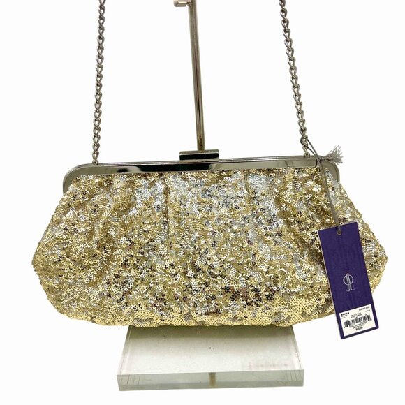 NWT GOLD SILVER SEQUIN JENNIFER LOPEZ ISADORA EVENING BAG CLUTCH PURSE ORIG $89! - Picture 2 of 7